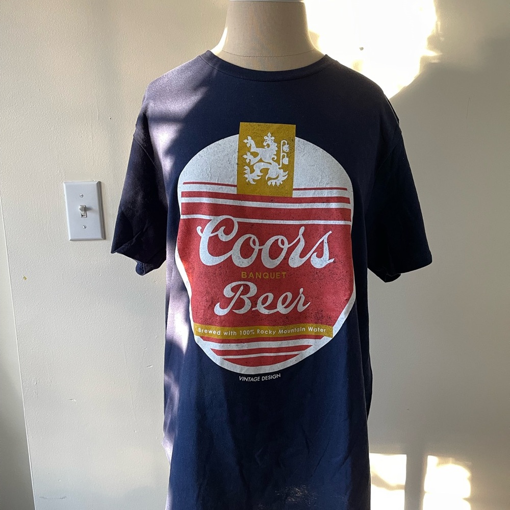 Beer Vintage Design Navy Blue Tee